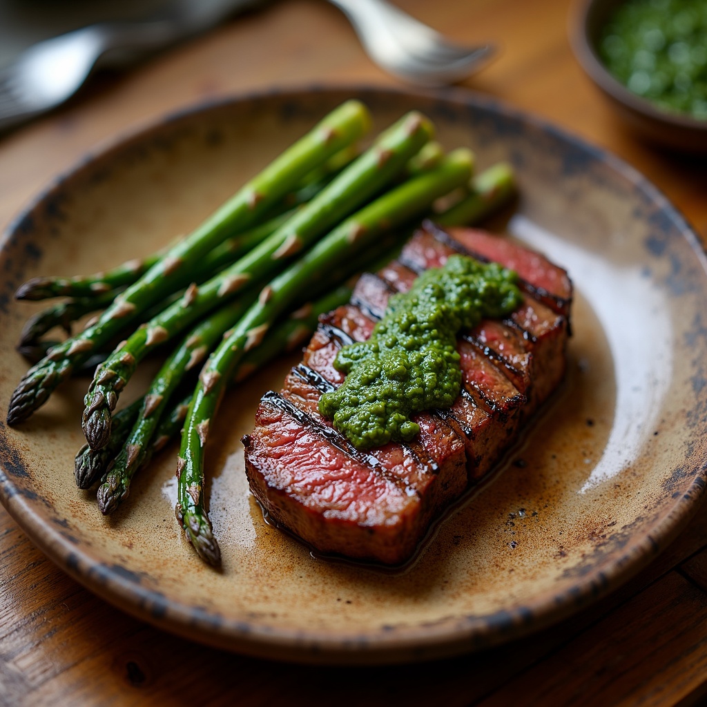 Grilled flank steak w/ chimichurri + grilled asparagus — 4 lb, ~25 min, family-only, 2 dinners